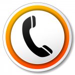 Vector illustration of orange and black icon for phone